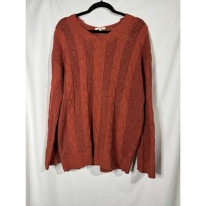 Easel Burnt Orange Cable Knit Sweater Size Small